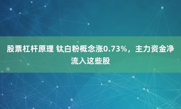 股票杠杆原理 钛白粉概念涨0.73%，主力资金净流入这些股