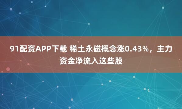91配资APP下载 稀土永磁概念涨0.43%，主力资金净流入这些股