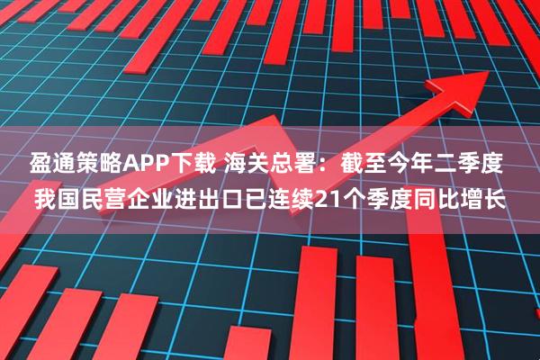 盈通策略APP下载 海关总署：截至今年二季度 我国民营企业进出口已连续21个季度同比增长